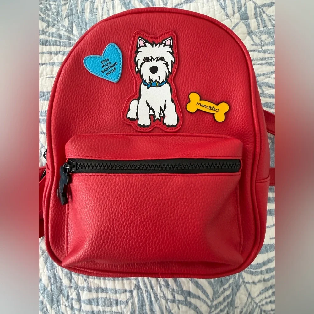 NWOT Marc Tetro Red Westie Dog Mini‎ Zippered Backpack, OS